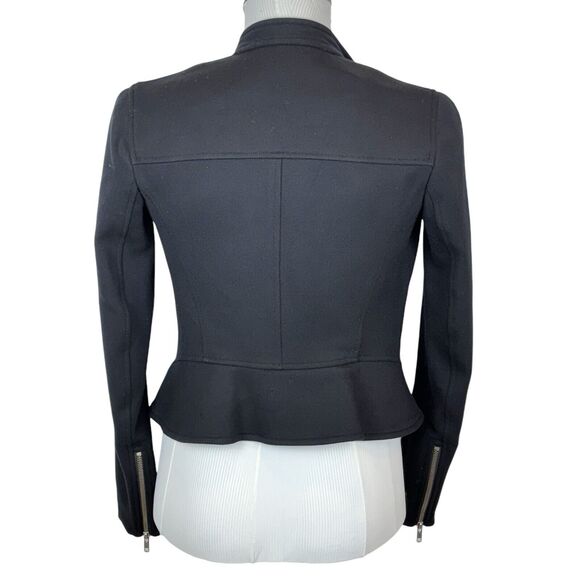 EUC Theory Asymmetrical Black Moto‎ Jacket Zippers Size 0 Pockets - Picture 7 of 10